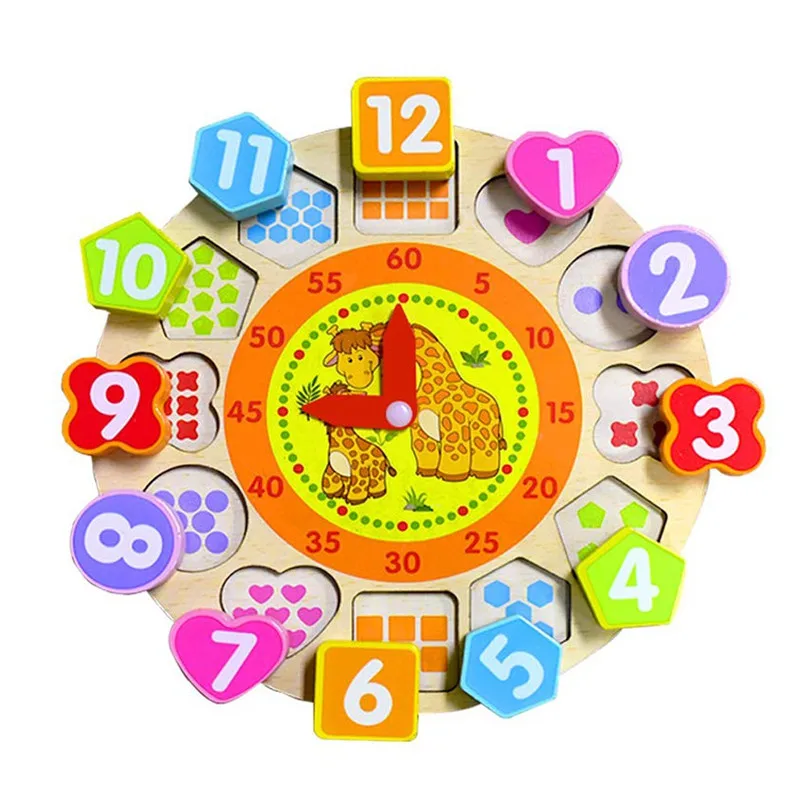 Детские деревянные цифровые часы Развивающие формы цвет сортировки обучения