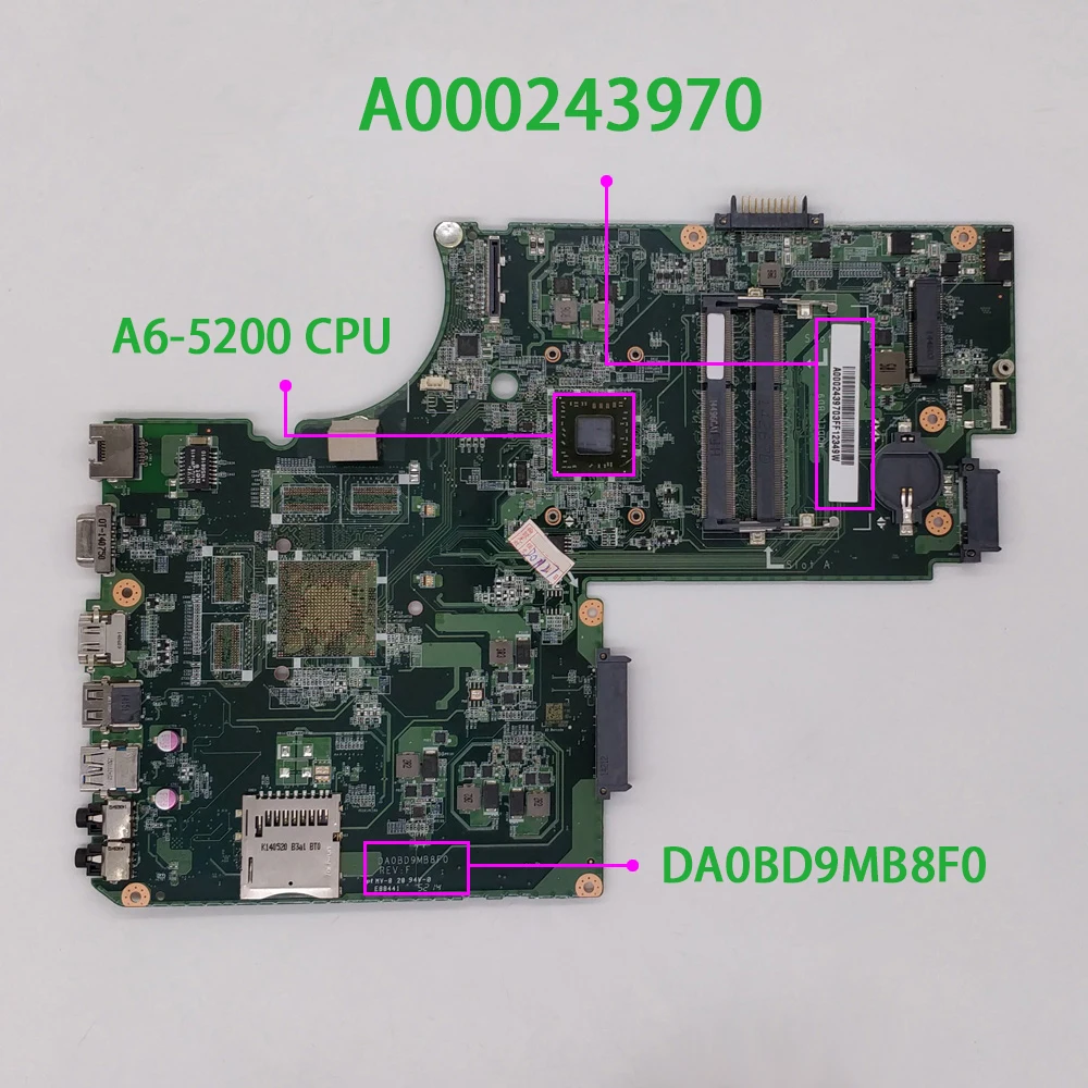 Genuine A000243970 DA0BD9MB8F0 w A6-5200 CPU Laptop Motherboard for Toshiba Satellite C70D C75D C70D-A C75D-A Series Notebook PC enlarge