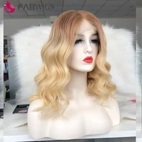 fabwigs ombre blonde lace front wig short bob wig 13x6 ombre 613 human hair wigs pre plucked loose wave blonde wig