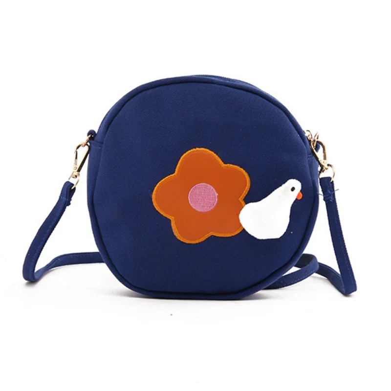 Japanese Cute Plush Duck Flower Canvas Small Round Bag Art Student Shoulder Messenger | Багаж и сумки