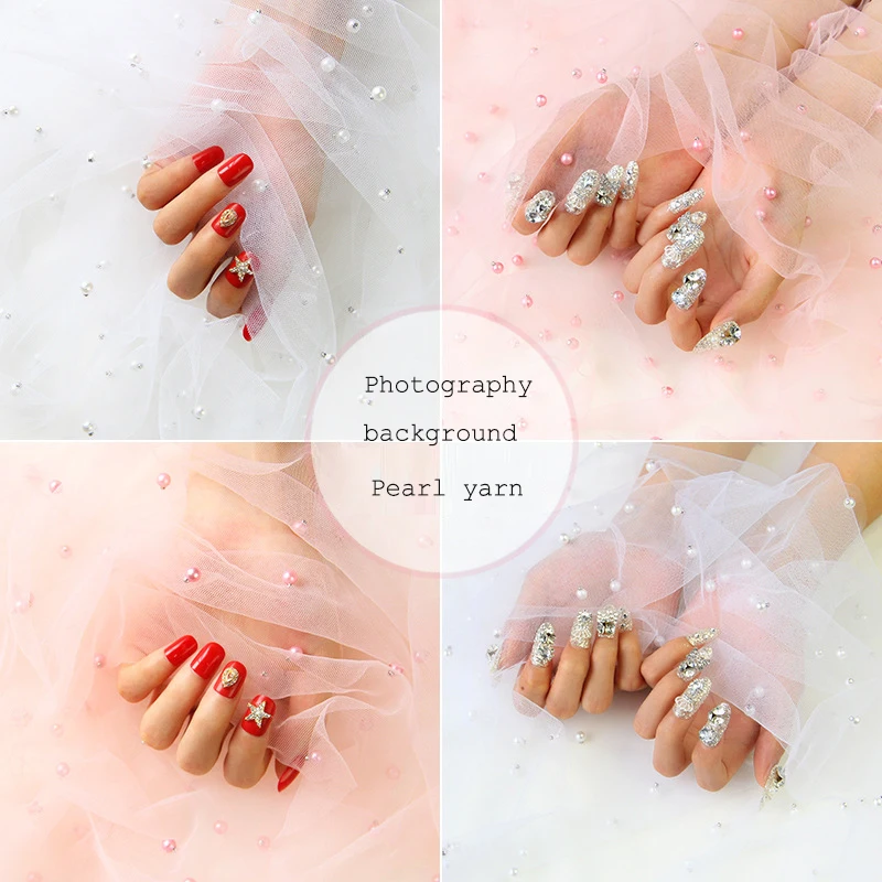 

Nail Photos Shooting Props Gauze with Pearl Photography Background Tulle Fotografia Backdrops Decoration photography backdrops