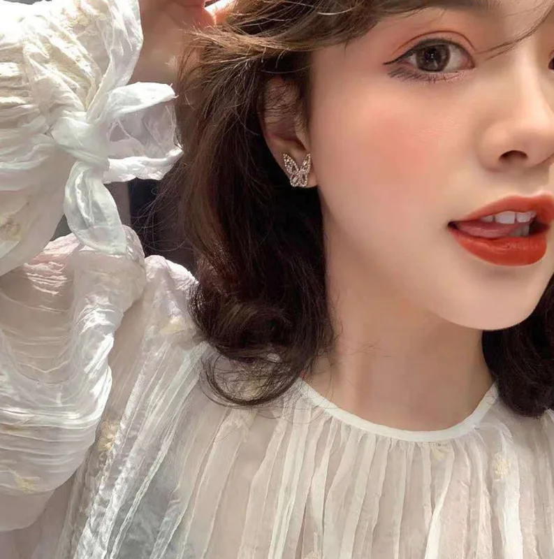 

Exquisite Full Diamond Butterfly Earrings Birthday Present Party Jewelry