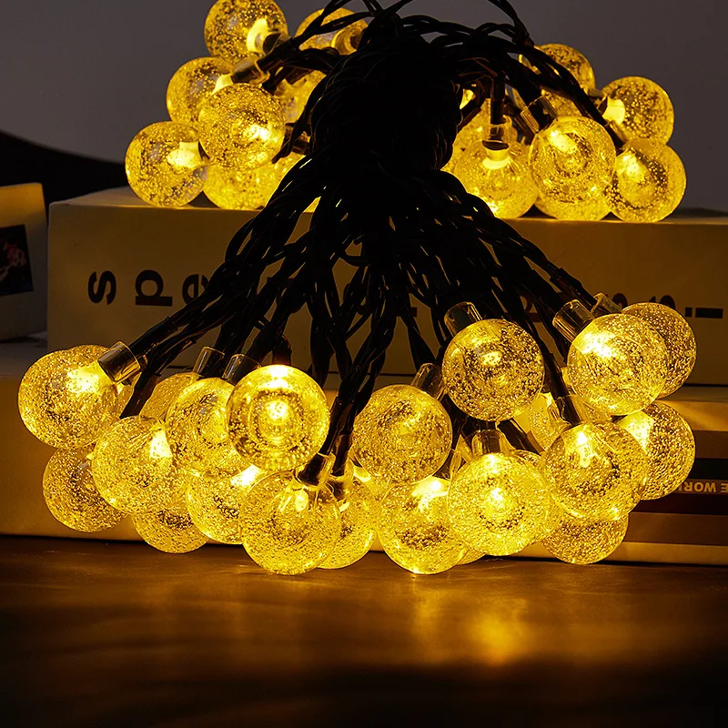

50LED Christmas Lights LED Solar Outdoor Balcony Garden Garden Decoration Lights Bubble Ball String Lights New Year 2022