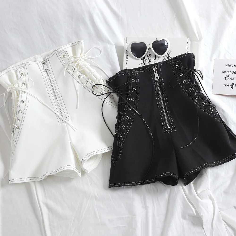 Шорты женские бандажные с завышенной талией пикантные повседневные короткие