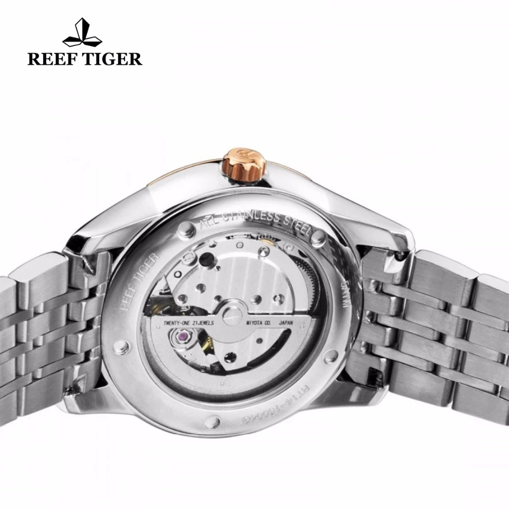Фото Reef Tiger/RT новый дизайн, деловые механические часы MIYOTA, мужские автоматические часы с датой, часы из нержавеющей стали 316L №5