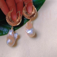 fashion natural multicolor baroque pearl gold 18k earrings gift beautiful freshwater fools day women mothers day gift