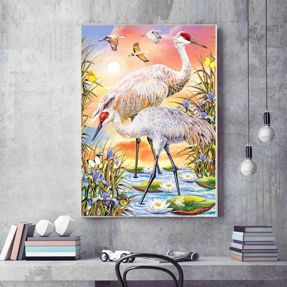 AZQSD Diamond Embroidery Crane 5D DIY Painting Animal Full Square Drill Picture Of Rhinestones Craft Gifts For Women | Дом и сад