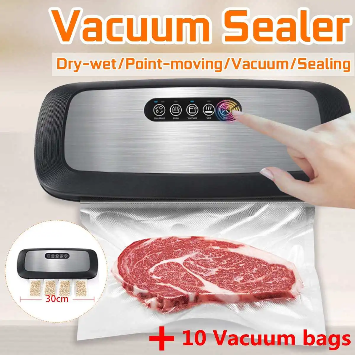 

Вакуумный упаковщик для пищевых продуктов, 10 пакетов в комплекте