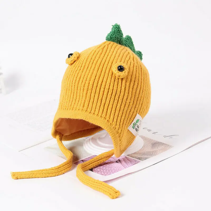 Baby Kids Hat Winter Warm Dinosaur Beanie Cute Cartoon Knitted Skull Cap For Boys Girls 2-8 Years | Аксессуары для одежды