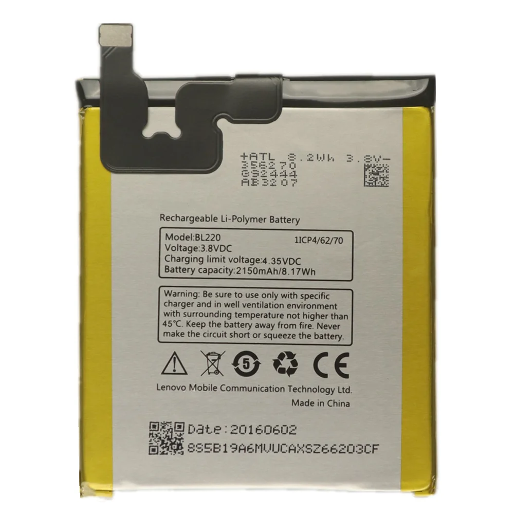 Bater&iacute;a de pol&iacute;mero de litio recargable para tel&eacute;fono m&oacute;vil Lenovo S850, S850T, BL220, 2150mAh, alta calidad, con herramientas-1