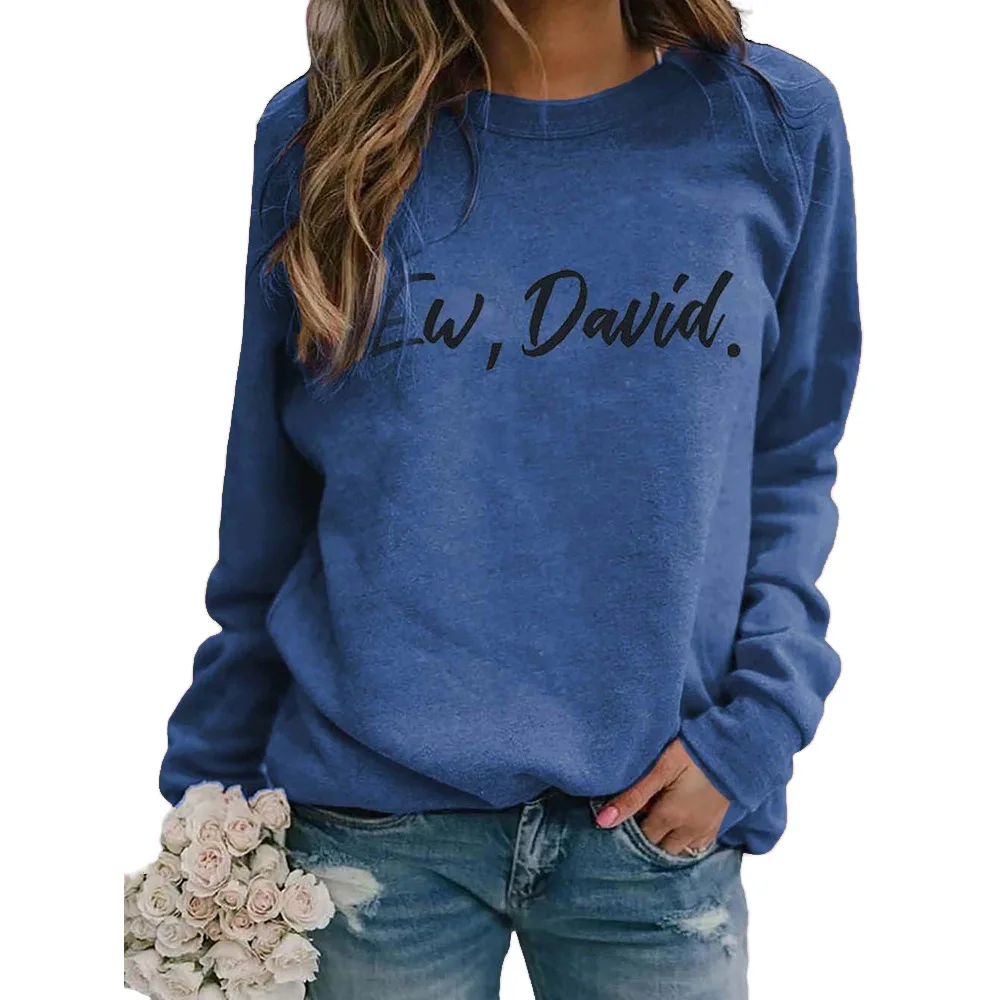 

2021 Kawaii Clothes Spring And Autumn New Women's Top David Printed Round Neck Relaxation Long Sleeve Sweatshirts