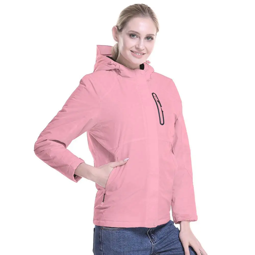 Pink Мужская и женская умная куртка с подогревом, USB волоконное водонепроницаемое пальто для путешествий - Цвет: Pink
