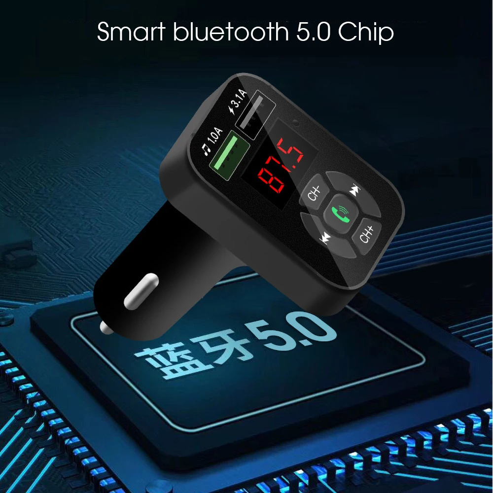 Handsfree fm-передатчик Aux модулятор Bluetooth автомобильный комплект автомобильный аудио mp3-плеер адаптер USB TF карта 4.1A быстрое зарядное устройство для телефона