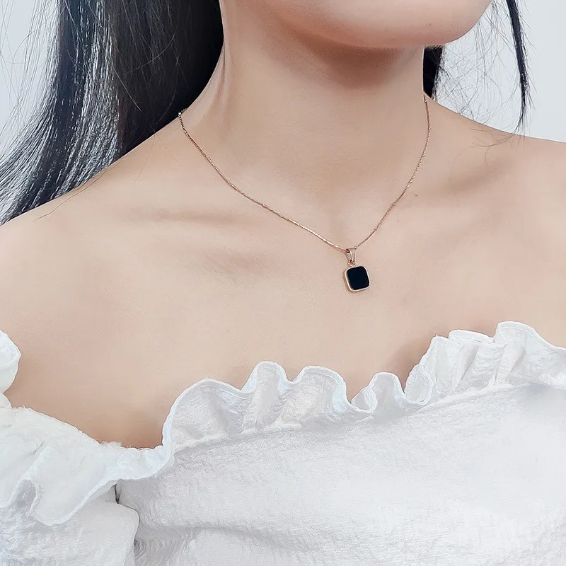 Титановое стальное ожерелье для женщин Корейский геометрической формы цепочка с