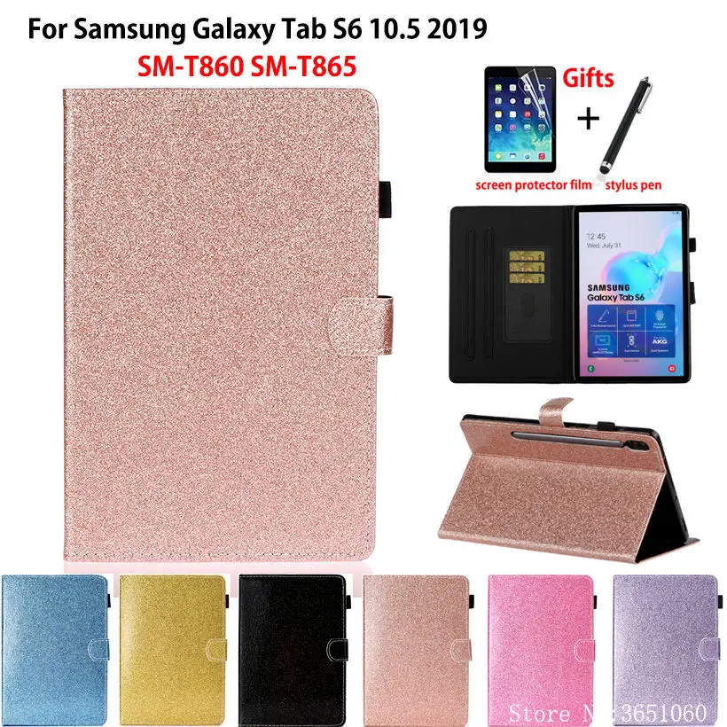 

Блестящий чехол для Samsung Galaxy Tab S6 10,5 SM-T860 SM-T865 T860 2019 10,5 "чехол Funda Планшет Флип Стенд оболочка + подарок