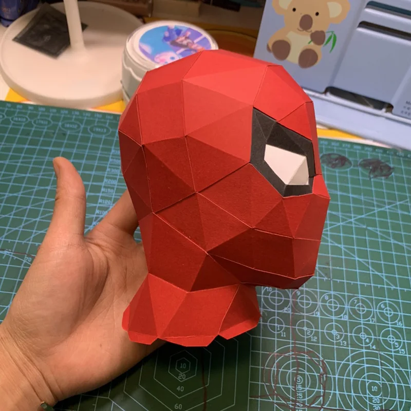3D скульптура из бумаги паук супергерой модель сделай сам геометрическое оригами