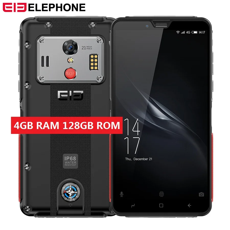 Elephone Soldier 4G смартфон 5 дюймов Android 8 0 MTK X25 4 Гб ОЗУ 128 ПЗУ 21 МП IP68 Водонепроницаемый 5000