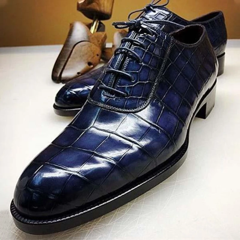 

blue oxfords мужская обувь Men Shoes Derby PU Leather Classic Dress Shoes Sapatos Para Hombre Comfortable أحذية الرجال KP548