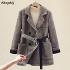 Женское утепленное пальто в клетку, модная утепленная верхняя одежда в Корейском стиле для отдыха, большие размеры 3XL, на осень и весну