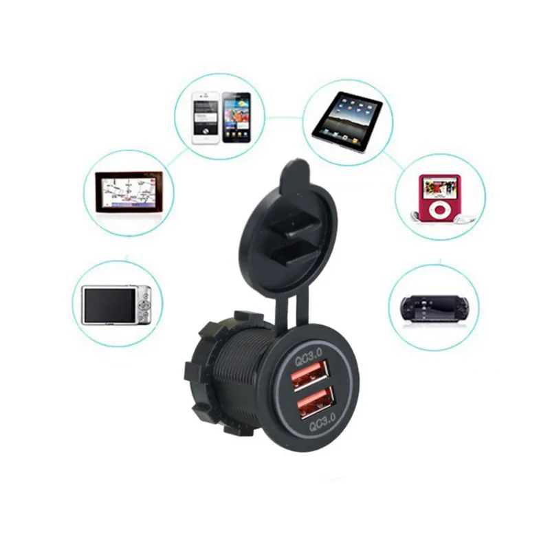 Автомобильное зарядное устройство ONEWELL QC3.0 12/24 В два USB порта 2 порта|Кабели