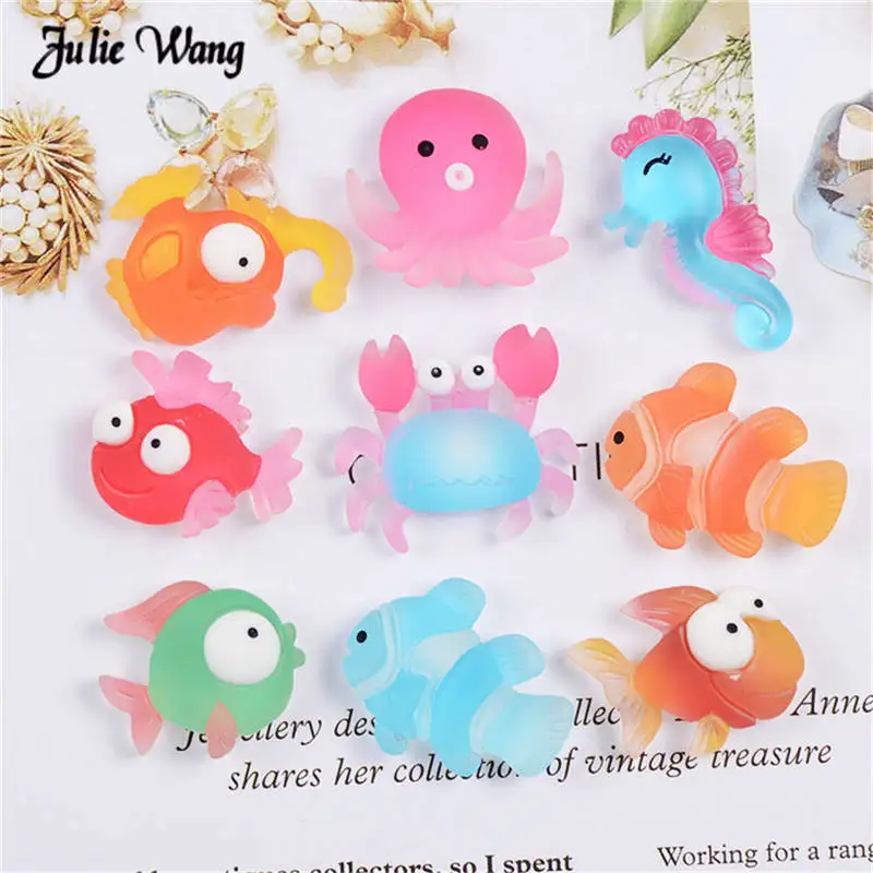 Julie Wang 20 шт смолы красочные морские животные Flatback Кабошон смешанный для телефона