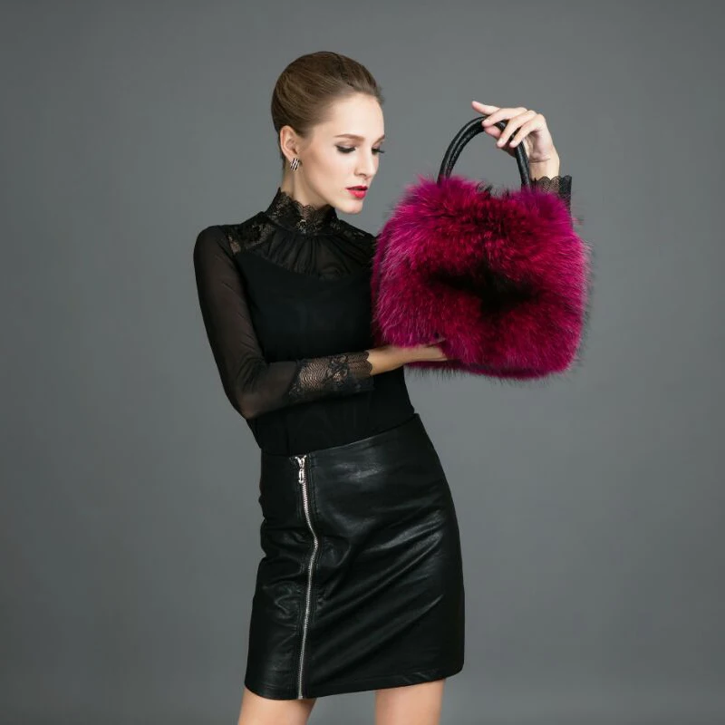 

Real Fox Fur Handbags Genuine Leather Shoulder Messenger Bags for Women 2021 New Trend Cowhide Ladies Crossbody Bags Sac A Main