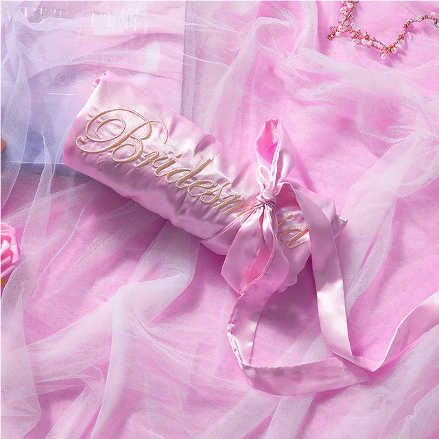 pink Bridesmaid A Халат для невесты, подружки невесты, Атласный халат, Элегантная пижама, сексуальный женский халат из вискозы, халат, кимоно, Шелковый банный халат, для сна, для отдыха - Цвет: pink Bridesmaid A