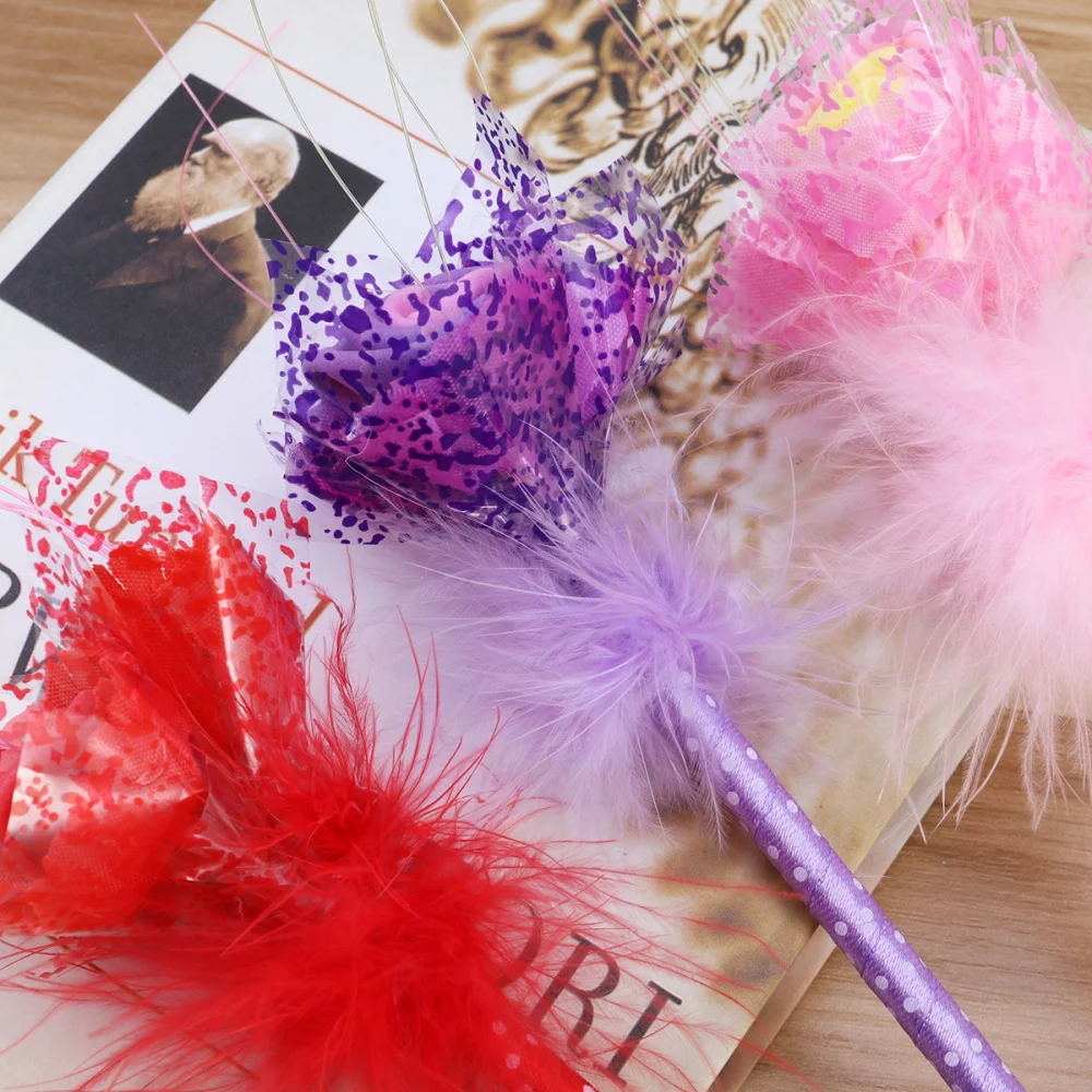 

10Pcs Rose Flower Decorative Blue Ink Ballpoint Pen Office School Supplies Students Children Gift