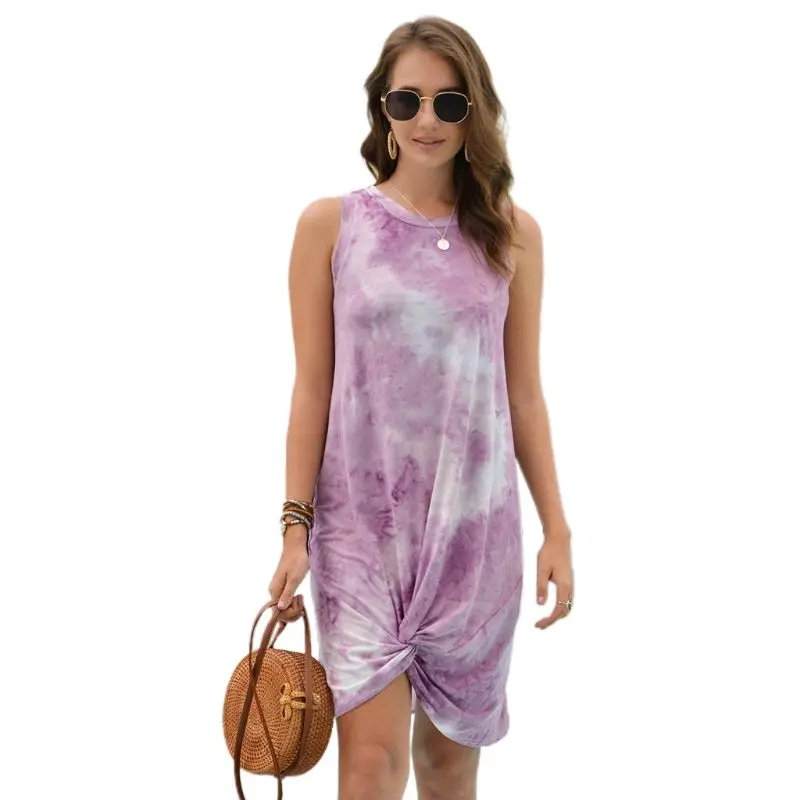 Женское платье-майка средней длины без рукавов свободный пляжный сарафан 6XDA с