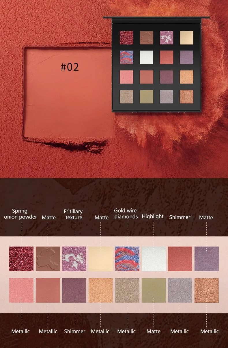 

Cosmetics Professional Eye Shadow Tray Matte New 16 Colors Eyeshadow Palette Glitter Shine Pearly Easy To Color MakeUp Set