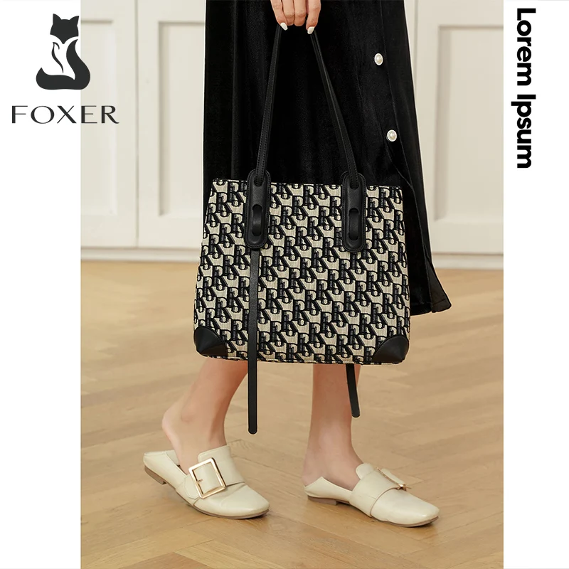 foxer fashion monogram ladies handbag office women commuter large capacity soft shoulder bag high quality casual tote bag women free global shipping