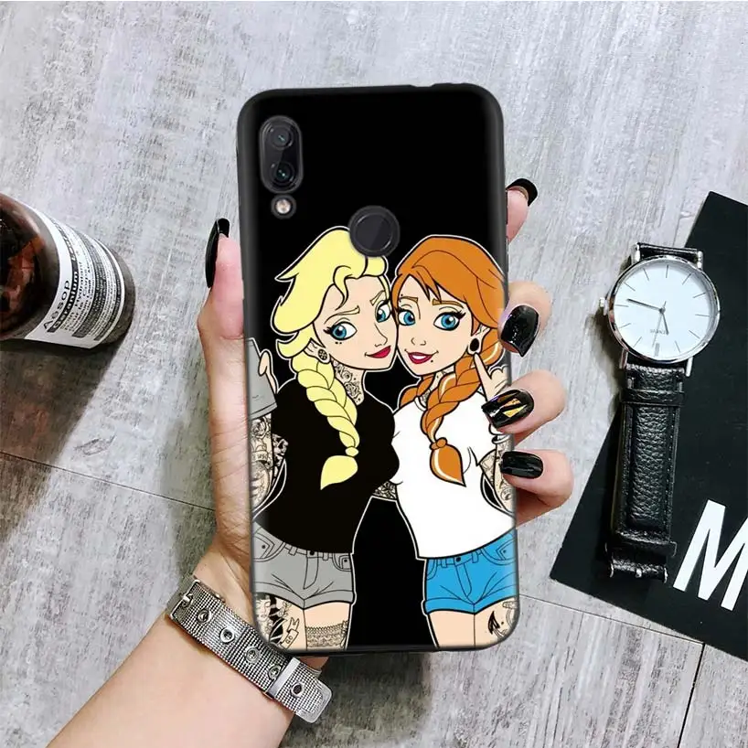 Tattoo girl princess Black Cover Phone Case for Xiaomi Redmi Note 8 7 7S 7A 6 S2 GO K20 Pro 6A Mi 6X 5X A1 CC 9 8 Coque