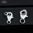 Настоящий чистый твердый 925 пробы Серебряный карабин пружинный застежка крючок пряжка с закрытым кольцом соединитель для производства ювелирных изделий фурнитура