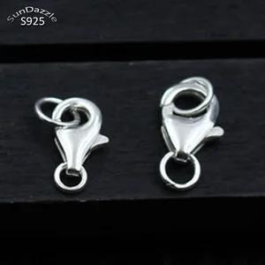 Настоящий чистый твердый 925 пробы Серебряный карабин пружинный застежка крючок пряжка с закрытым кольцом соединитель для производства ювелирных изделий фурнитура