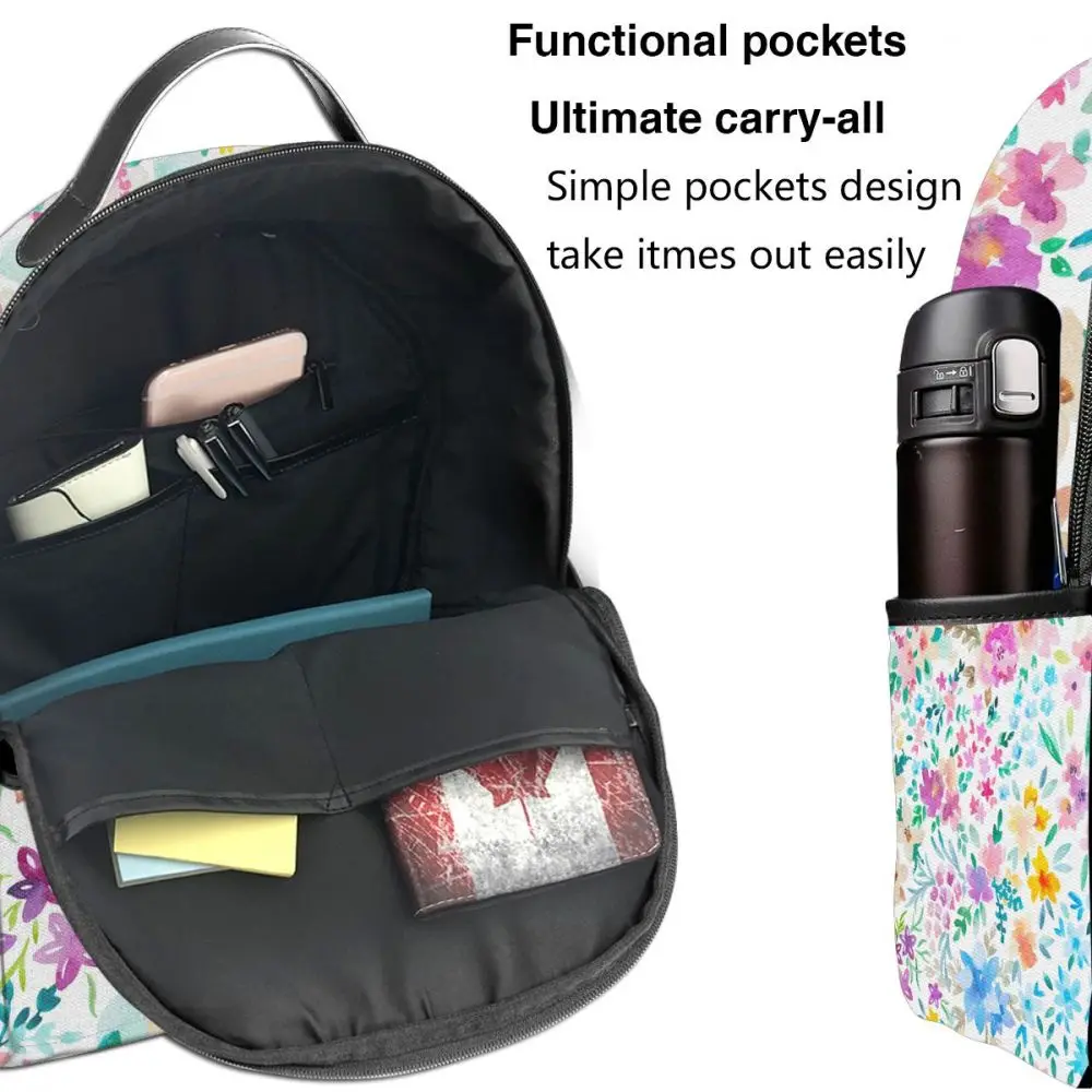 

Watercolor Flowers Backpack Boy Girl School Bag for Teenager Student Shoulder Bag Travel Bag