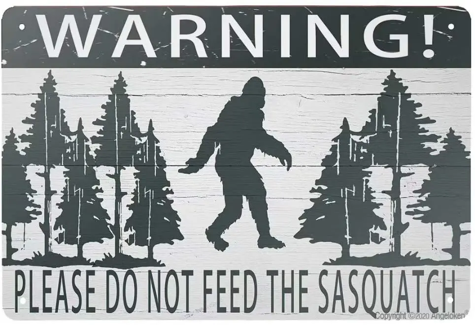 

Angeloken Retro Metal Sign Vintage Warning Sasquatch Sign for Plaque Poster Cafe Wall Art Sign Gift 8 X 12 INCH