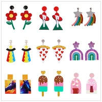 juran 2020 new arrivals colorful acrylic resin dangle earring for women boho geometry 42 designs statement earring charm jewelry
