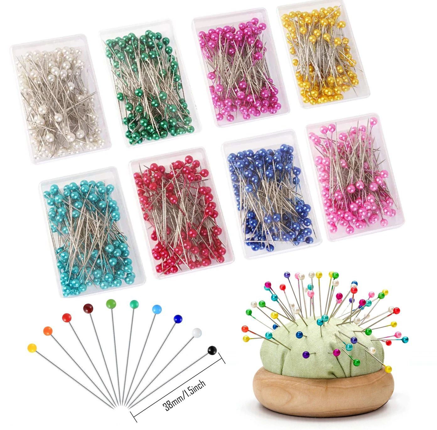

100Pcs/Box Sewing Pins Pearl Ball Dressmaking Pins 38mm Straight Quilting Pins For Dressmaker Jewelry Decoration Positioning