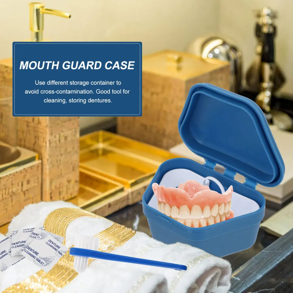 

4 Sets Practical Orthodontic Retainer Case Mouth Guard Box Denture Storage Box