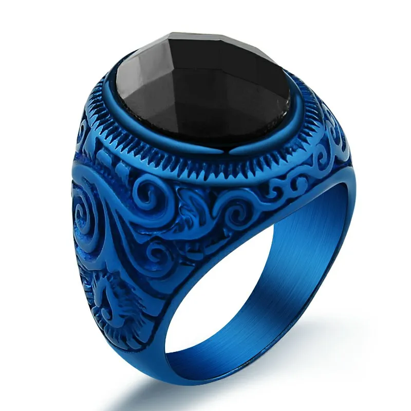 Valily Jewelry женские кольца синего цвета с украшением в виде кристаллов из Властелина Колец Винтаж Nobel дворец кольца для Для мужчин Нержавеющая сталь обручальные кольца золото - Цвет основного камня: as picture