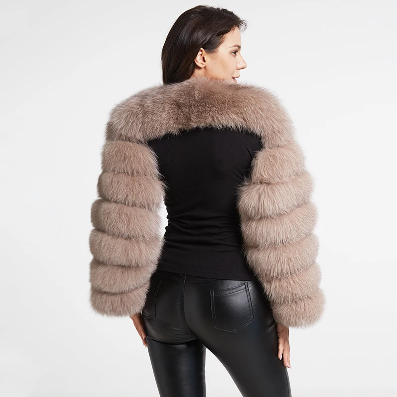 2021 New Style Natural Fur Coat Real Raccoon Fur Sleeves Genuine Leather Coats Luxury Woman Coat Silver Fox Fur Jacket Vest enlarge