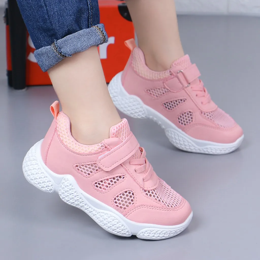 Детская Обувь для маленьких девочек и мальчиков Сетчатые спортивные кроссовки