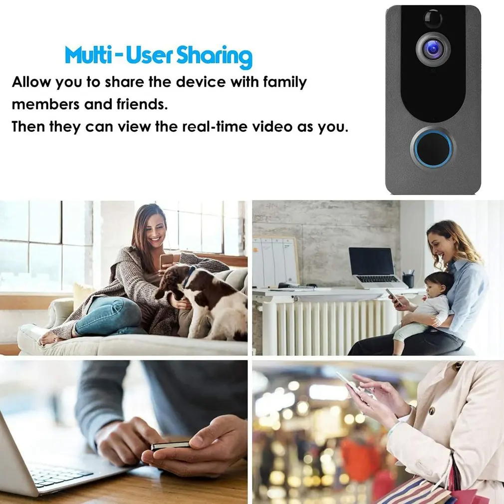 

Wireless Video Doorbell Camera Outdoor Waterproof 720P WiFi Video Doorbell Intelligent Two-way Intercom Doorbell