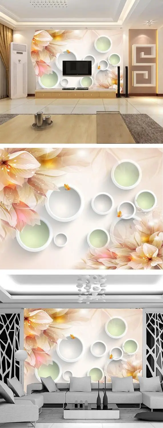 

New Custom 3D Large Mural Wallpaper Dynamic three-dimensional circle flower children's room TV Background living Bedroom
