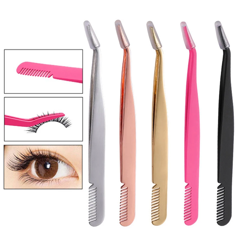 Пинцет для бровей с расческой щипцы ресниц двойного использования красочные