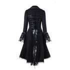 Женское длинное пальто на шнуровке, черное винтажное готическое пальто с длинным рукавом и бантом на завязках, в готическом стиле, для Хэллоуина, зима 2019