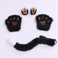 women girls gifts lovely anime cute maid cosplay costume cat ears plush paw claw gloves tail bow tie party