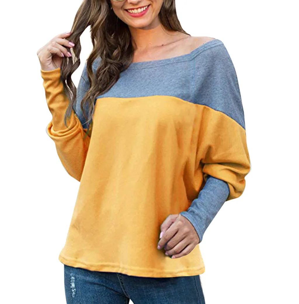 Женская Повседневная Толстовка с отстроченным воротником рукав летучая мышь