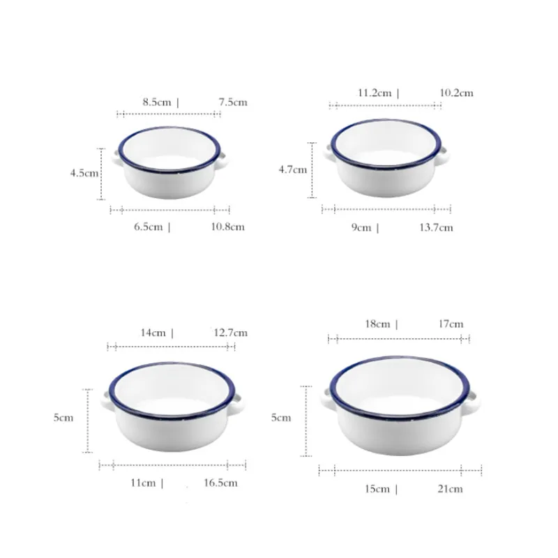 Домашняя бинауральная миска в японском стиле с красными и синими краями для риса