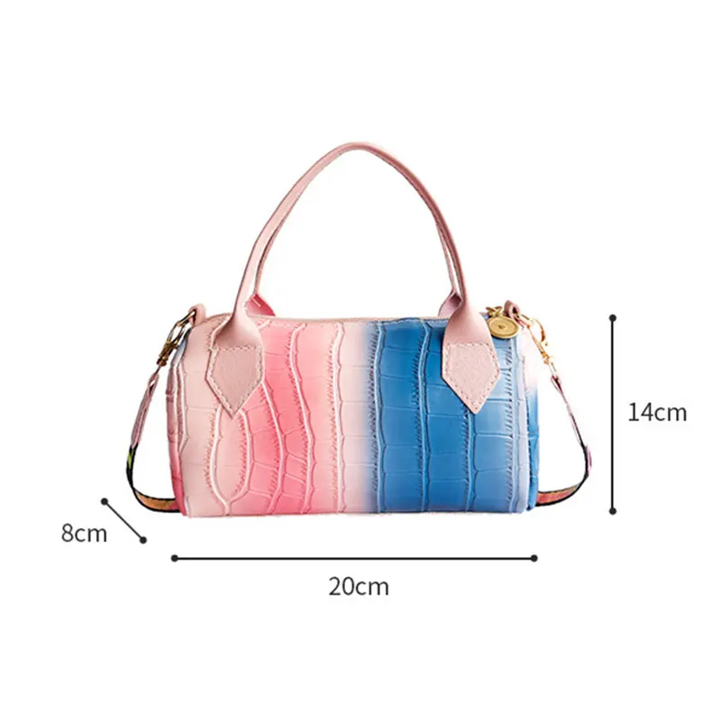 

For Women 2021 Gradient Color Pu Handbag Trend Fashion Letter Korean Strap Female Shoulder Crossbody Zipper Purse New Wholesale